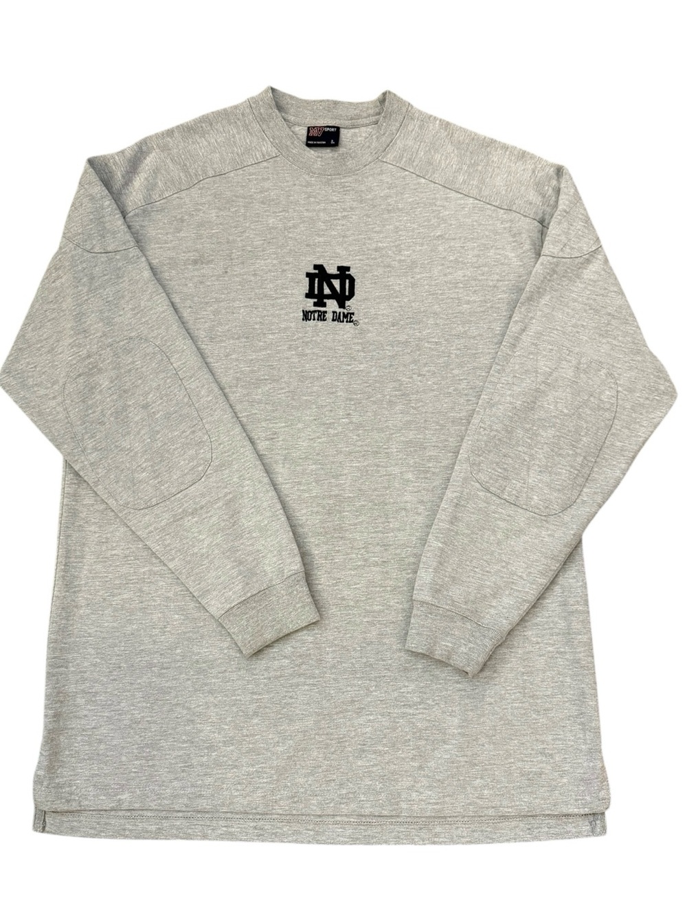 VTG Notre Dame Fighting Irish Heavyweight Long Sleeve Shirt Grey Large MV Sport